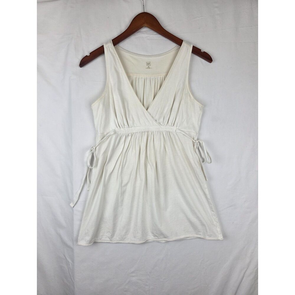 Gap White Peplum Top Cotton-like Medium Greek Inspired Barefoot Girl Beachy VTG
